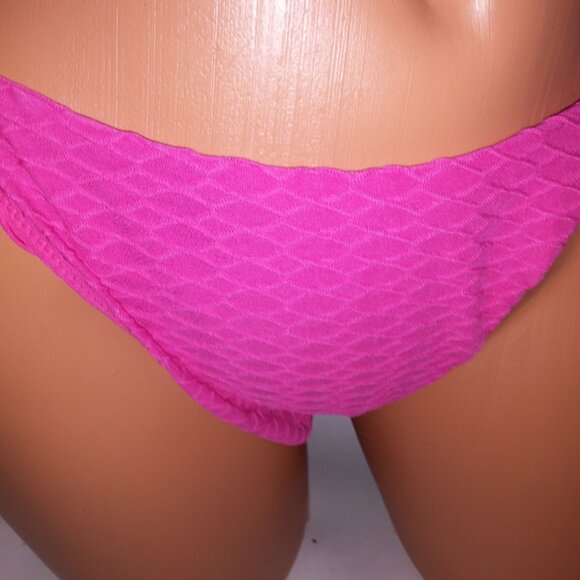Victoria Secret Swim Bikini Top & Bottom Pink Textured Convertible String Remova - Picture 7 of 16